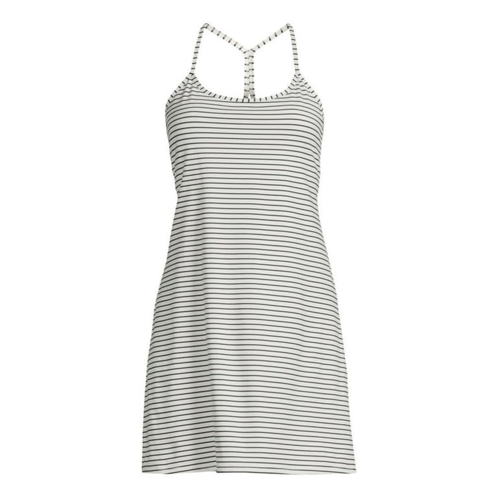 Athletic Works Black White Stretch Stripe Racerback Tank Dress Sporty